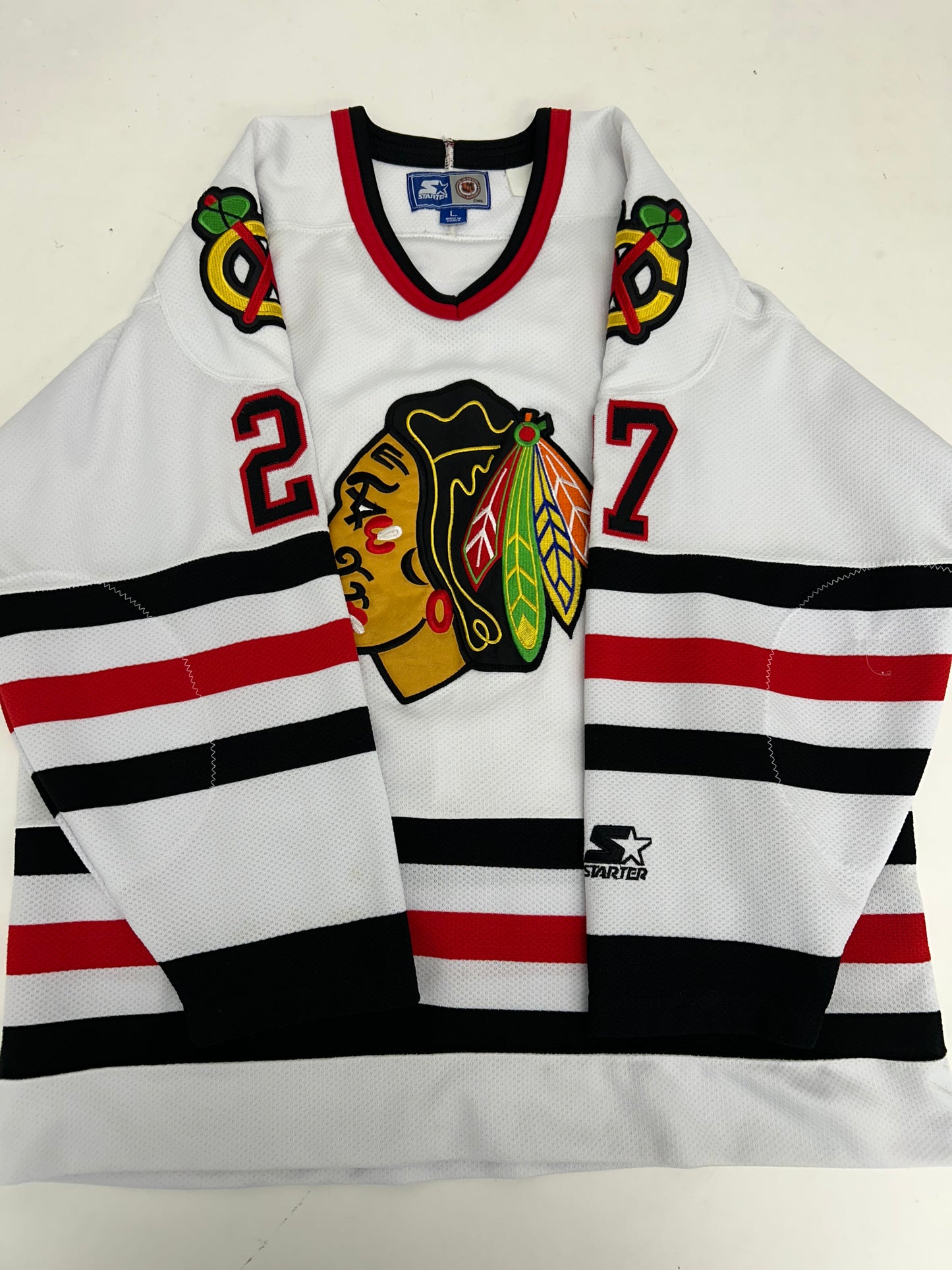 Vintage Starter NHL Chicago Blackhawks Jeremy Roenick Hockey Jersey Men’s Large 28x29.75 Inches