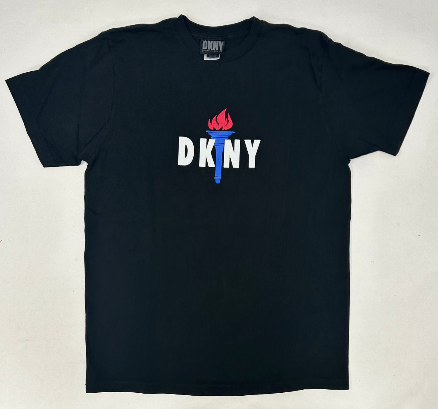 Vintage DKNY Torch Graphic Donna Karan New York USA Tee M/L Fit 21.5x30.25 USA