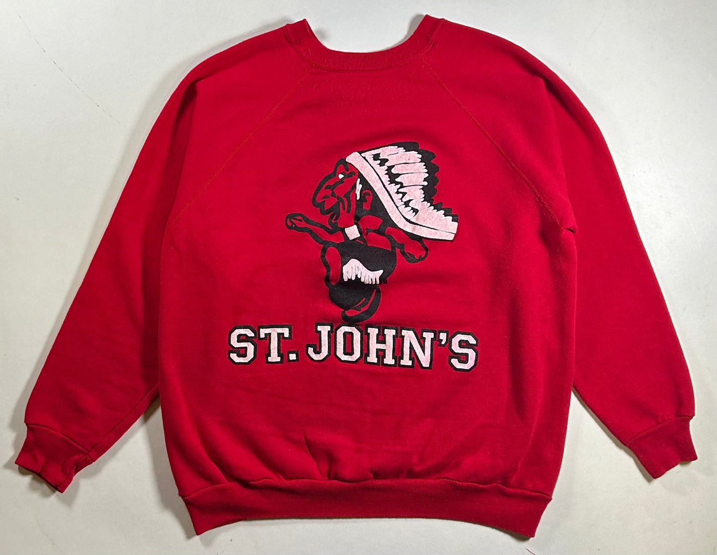 Vintage St John’s Red Storm Banned Logo Red Crewneck Sweatshirt 22.75x26.75 Inches Rare