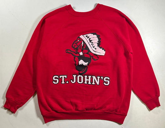 Vintage St John’s Red Storm Banned Logo Red Crewneck Sweatshirt 22.75x26.75 Inches Rare