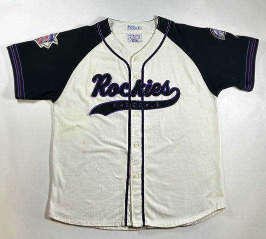 Vintage 90s Starter Colorado Rockies MLB Baseball Jersey XL 26.5x32.25 Inches Has Wear As Is
