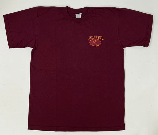 Vintage Arizona State Sun Devils College Embroidered Chest Logo Tee L 23x30.25 Inches