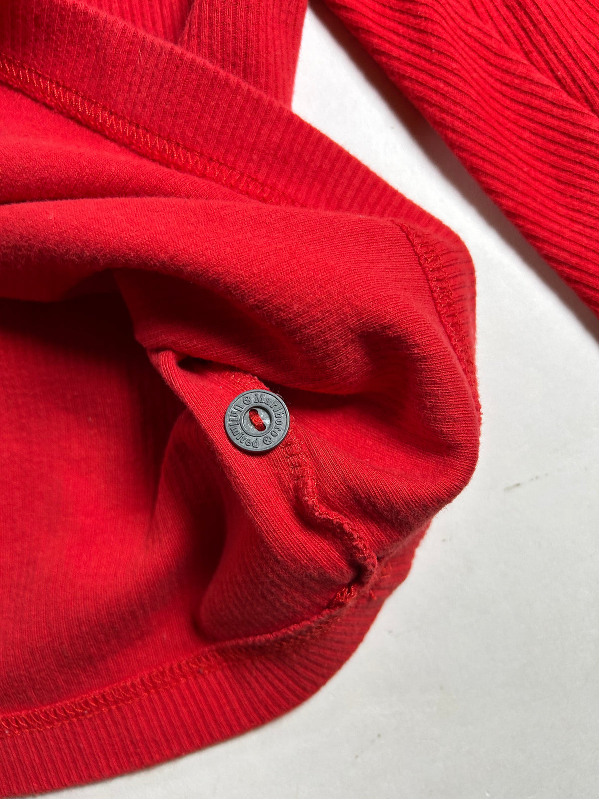 Vintage 90s Marlboro Unlimited Thermal Red Ribbed Cotton Pullover Henley XL 24.75x28.25 Inches