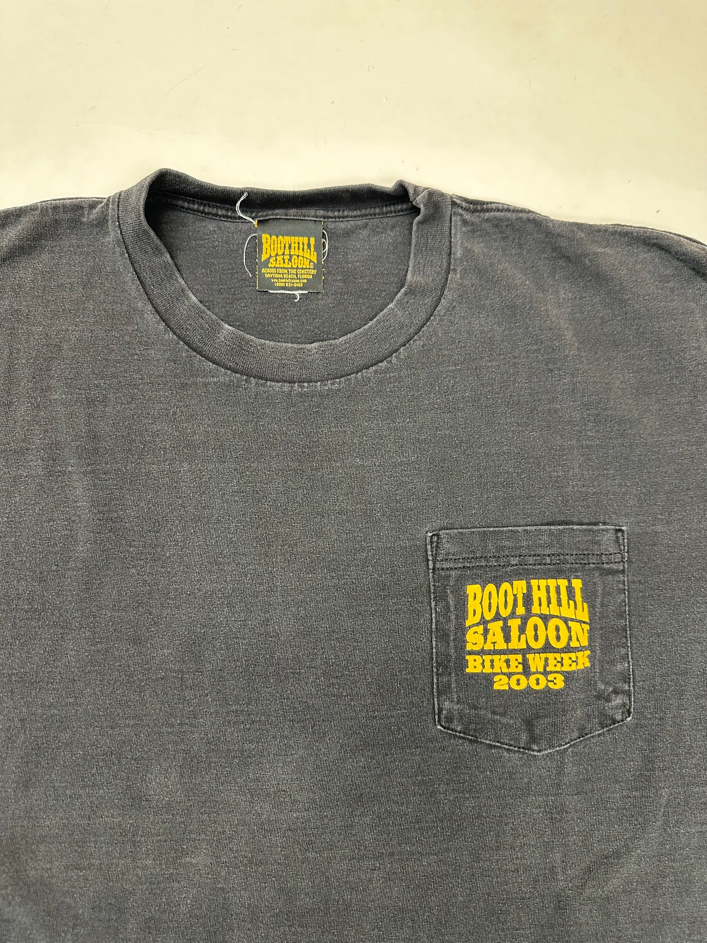 Vintage Boot Hill Saloon Bike Week 2003 Daytona Beach Florida Long Sleeve Tee XL 23.5x29.5 Inches