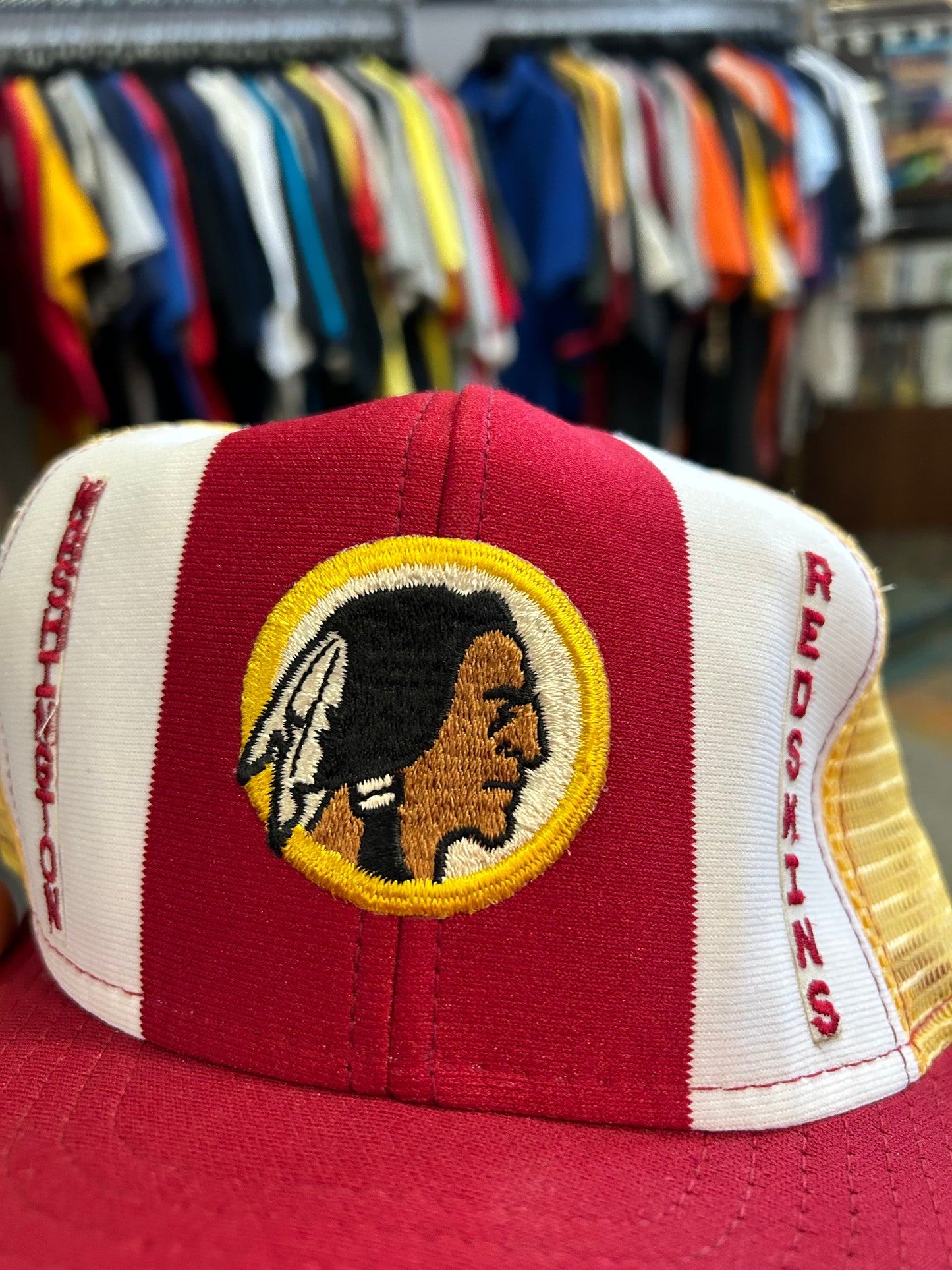 Vintage Washington Redskins NFL Team AJD Trucker SnapBack Hat USA Nylon