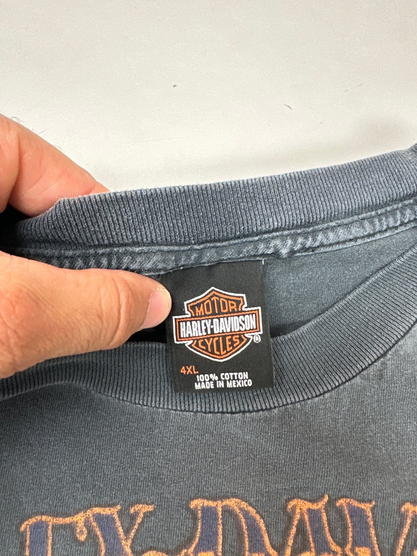 Vintage 00s Harley Davidson Motorcycles Jamaica Pirate Skull Graphic Tee Faded Black 4XL 30x31.5 Inches