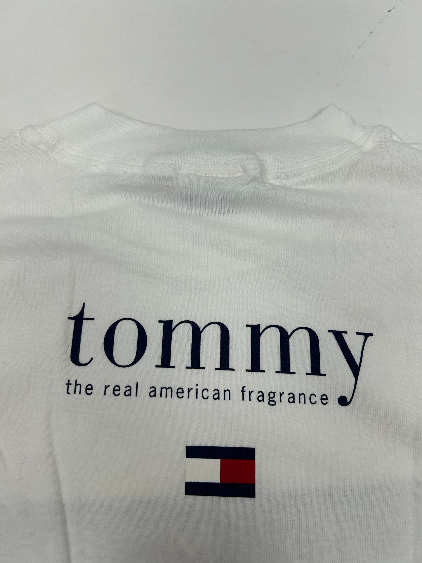 Vintage Tommy Hilfiger The Real American Fragrance Big Flag Tee Made in USA XL