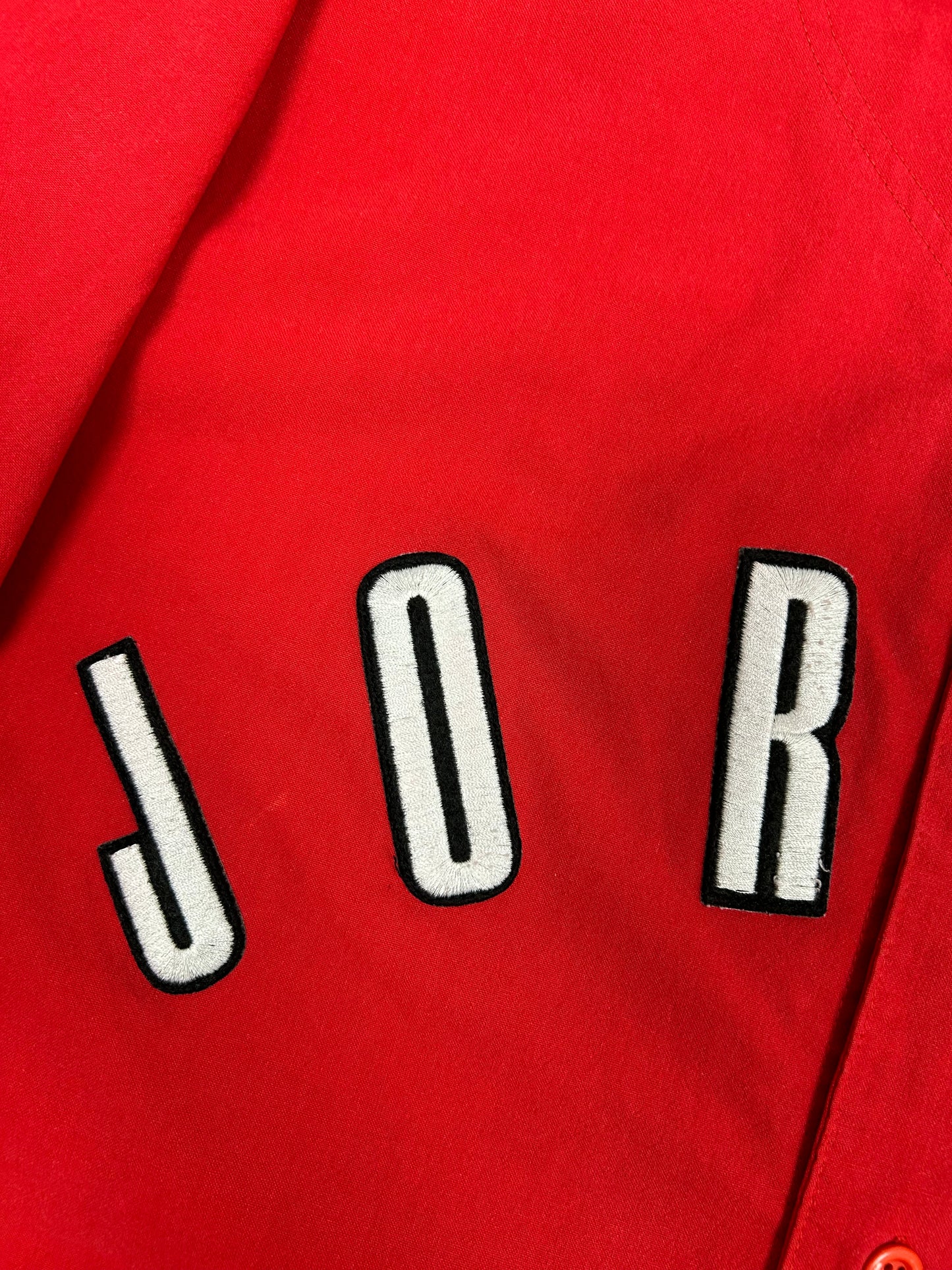 Vintage Nike Air Jordan 'Spellout Logo' Baseball Jersey Red 1991 Rare XL/L Fit