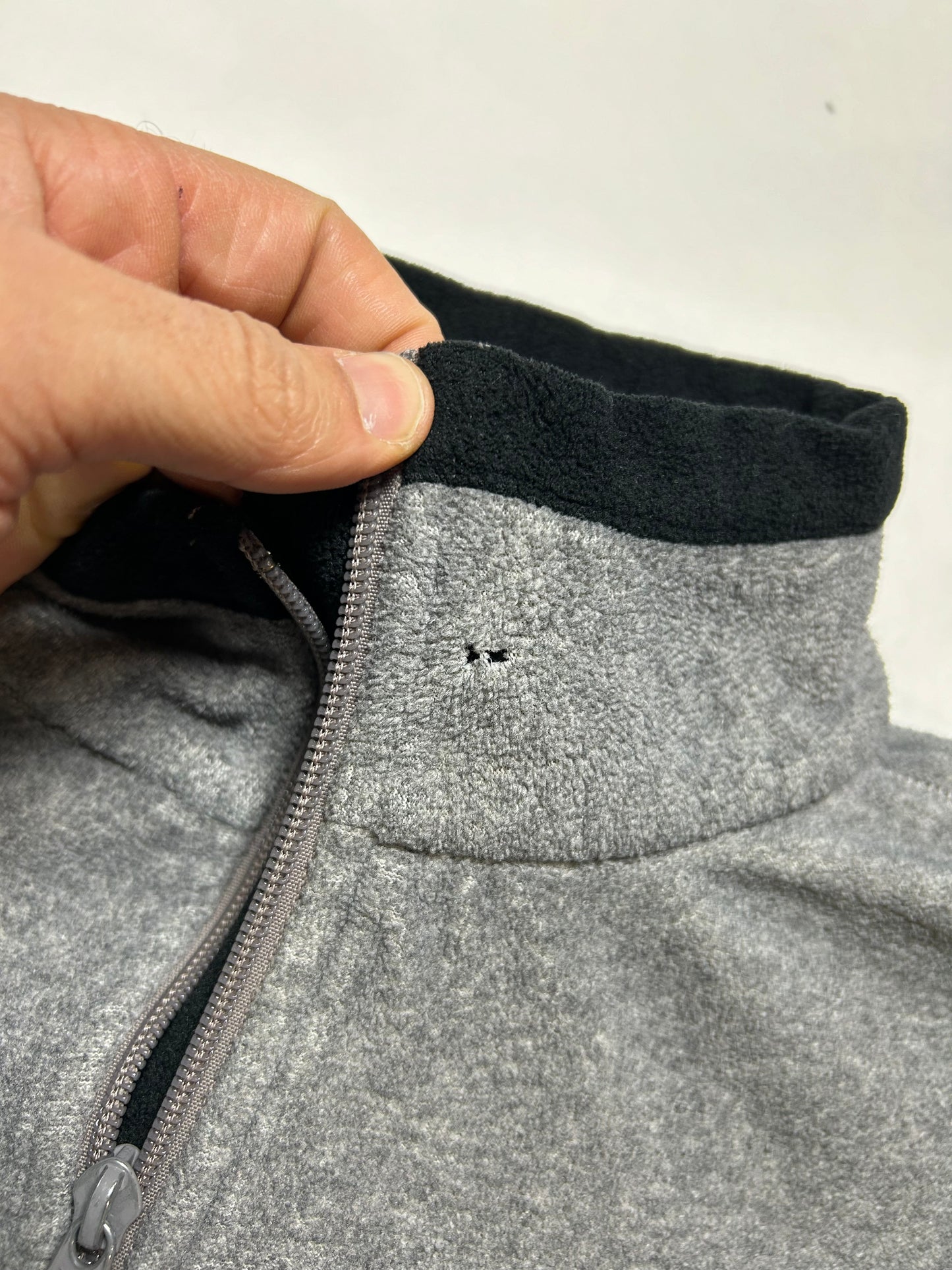 Vintage 90s Nautica Competition 1/4 Zip Fleece Pullover Made In USA Gray M/L Fit 24.25x27.5 Inches