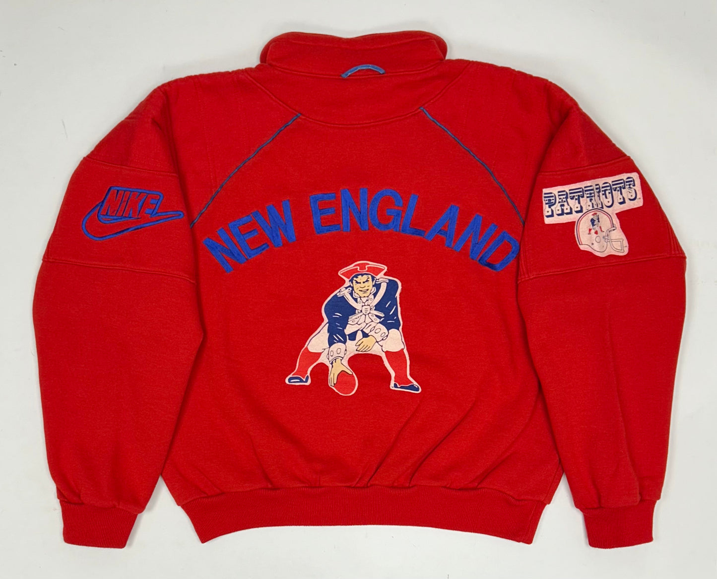Vintage New England Patriots NFL Nike 1/4 Zip Pullover Sweatshirt Tagged Medium 24.5x25 Inches 80s