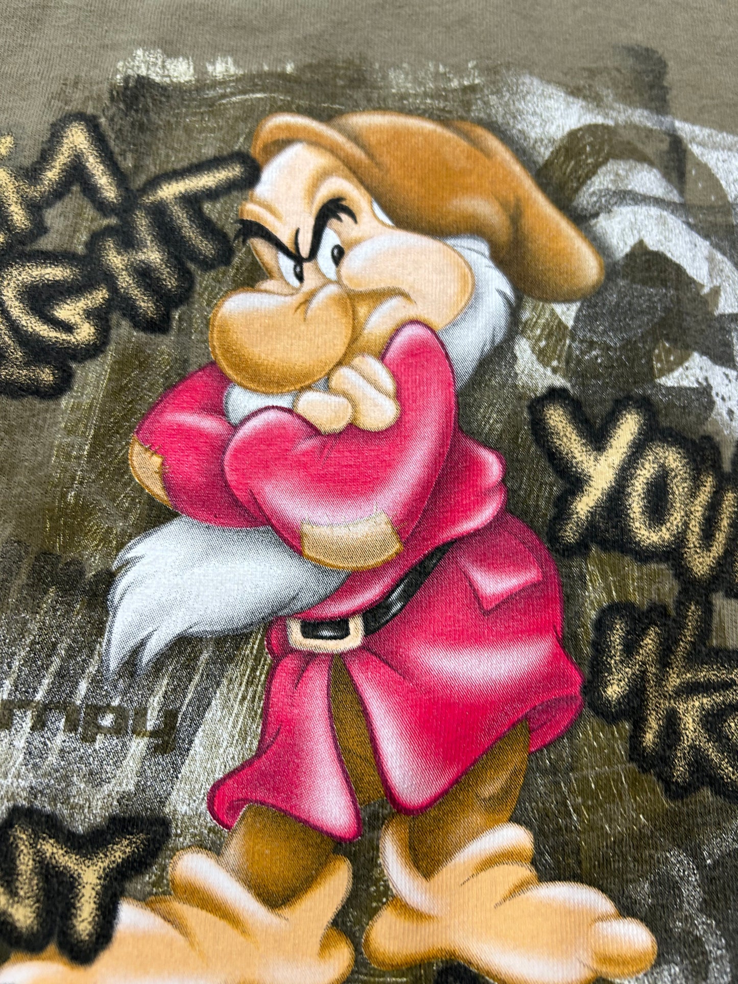 Vintage 00s Walt Disney World Grumpy Dwarf I’m Right You’re Wrong Any Questions Tee XL 23.75x29.25 Inches