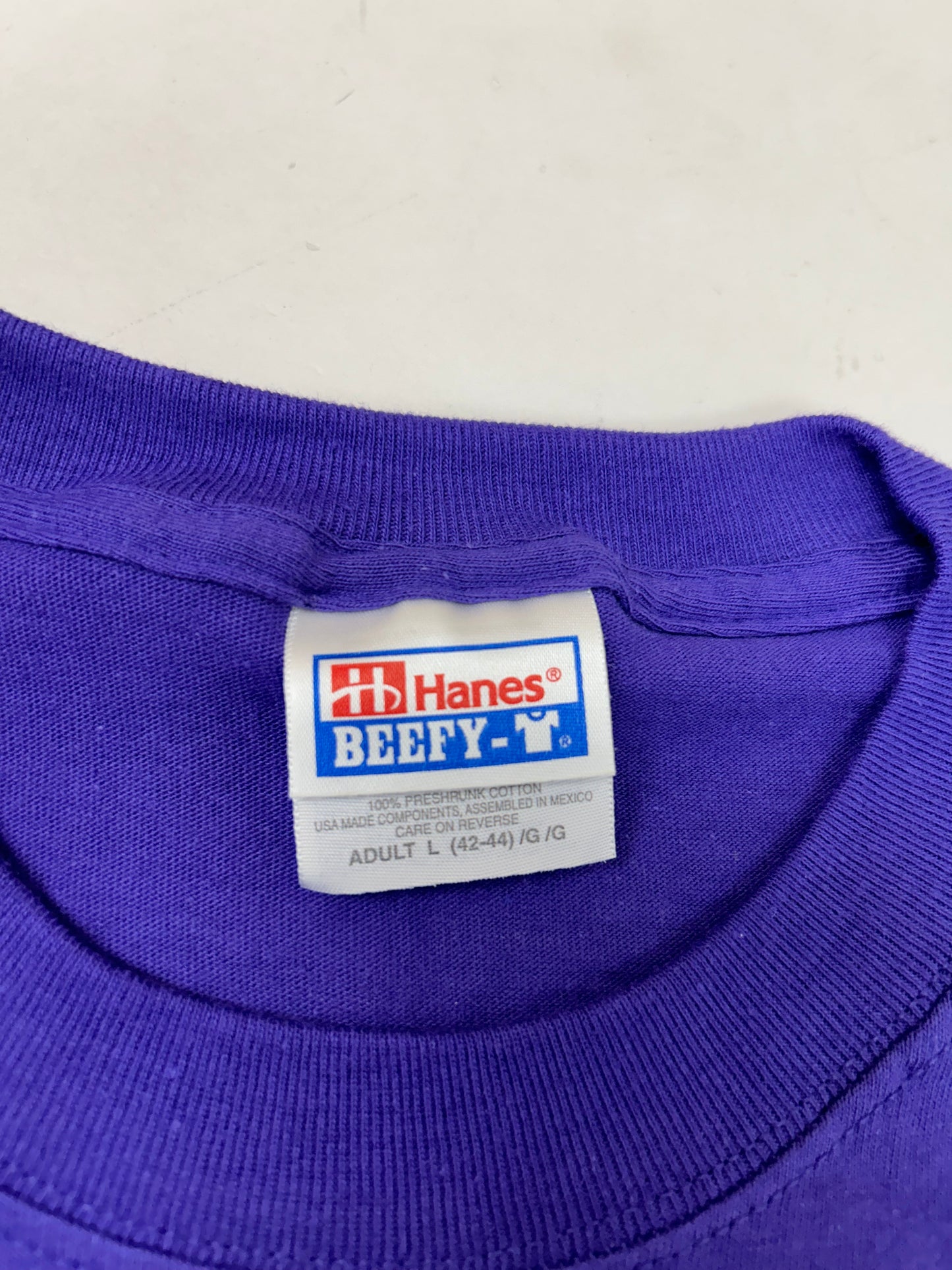 Edgewood NJ first edition “Deeper Than The Roots.” Tee Hanes Beefy-T USA/Mexcio 100% Cotton Purple