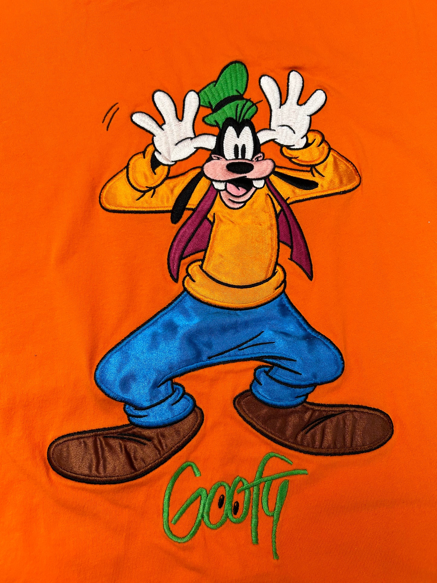 Vintage The Disney Store Goofy Disney Embroidered Logo Tee 2XL  26.25x30.75 Inches Orange