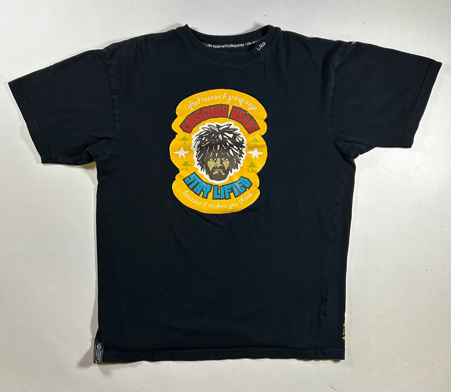 LRG Conscious Heads Stay Lifted Because It Makes You Life Research Group Tee Medium/Large Fit 20.5x26.5 Inches