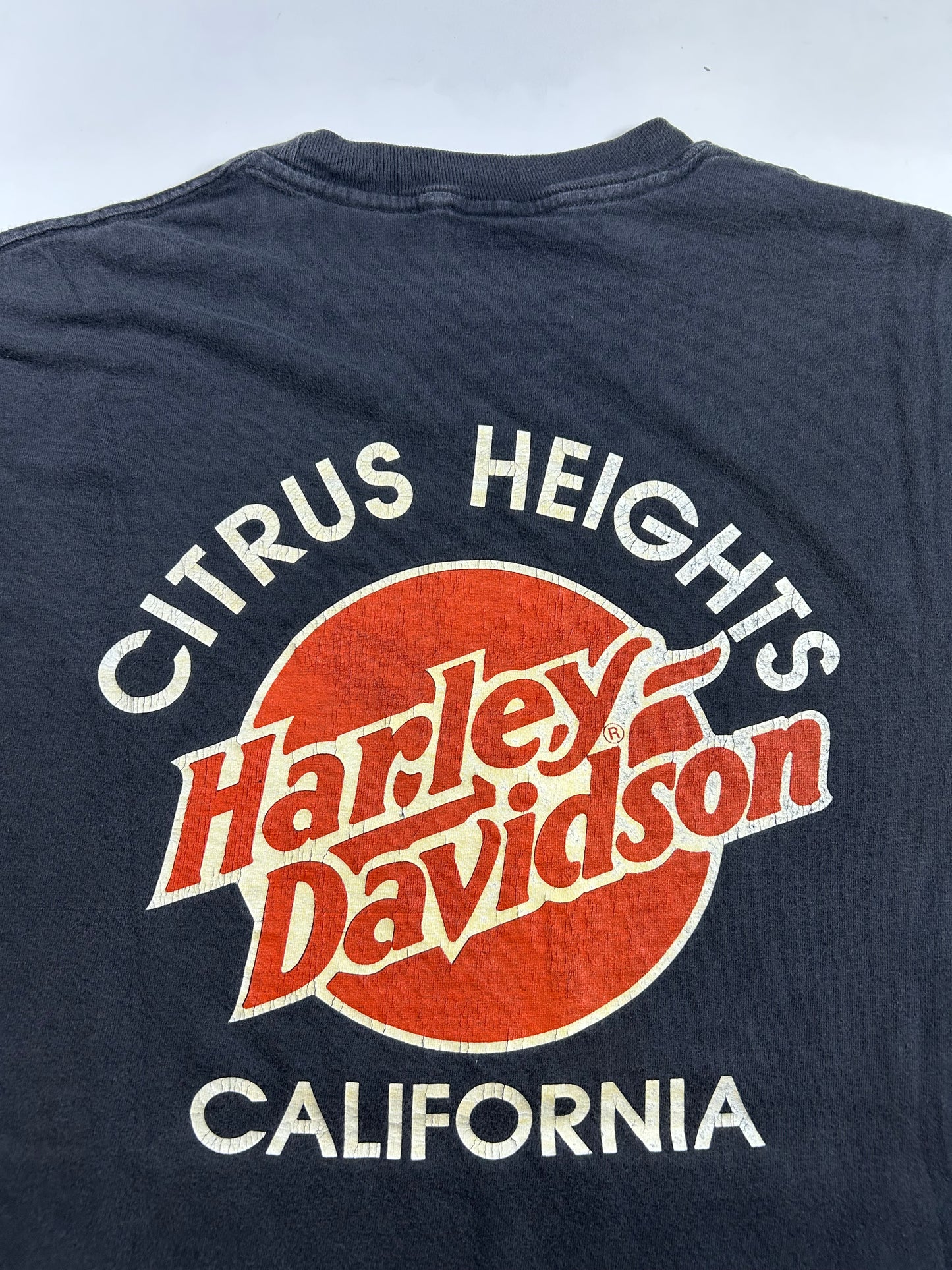 Vintage Harley Davidson Born In In The USA Eagle Citrus Heights California 1986 Tee Large 21.5x29.25 Inches
