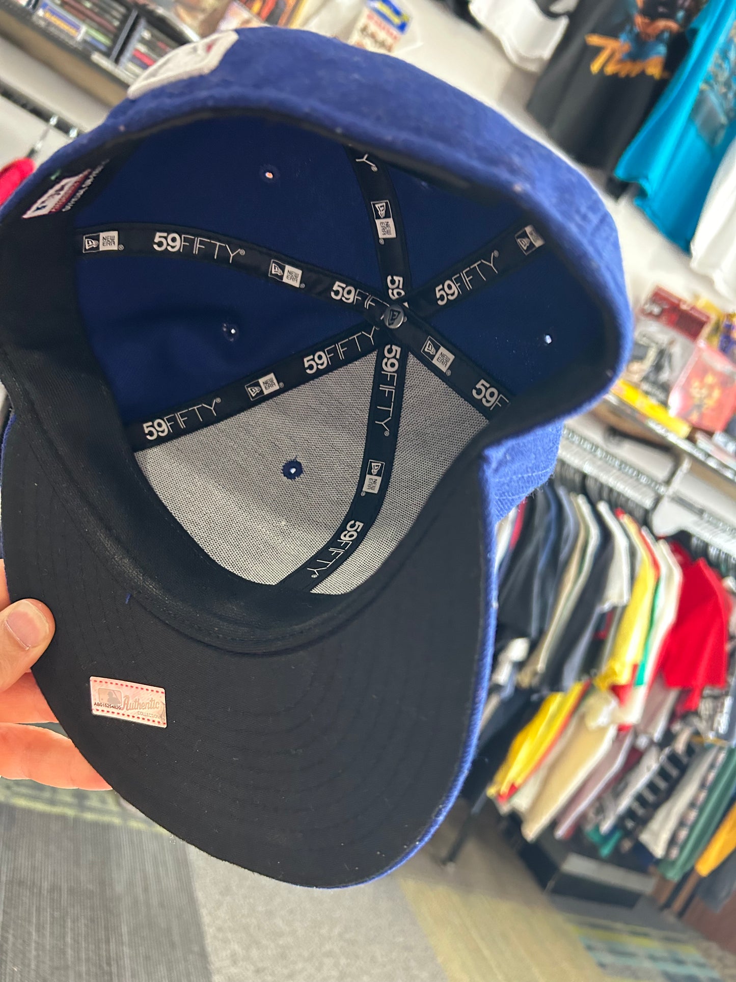 Los Angeles Dogers NewEra Hat Fitted Cap Adult Size 7 1/4 Blue LA Logo Polyester China