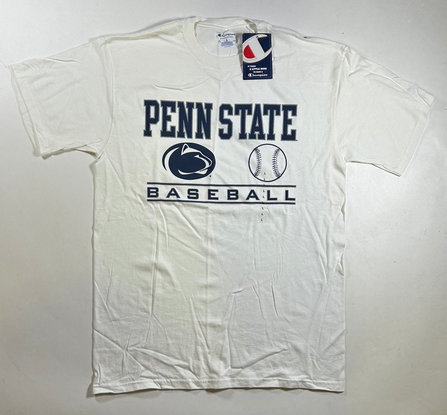 Penn State Nittany Lions Baseball NCAA College Champion Tee Large 21.75x31.25 Inches White Brand New