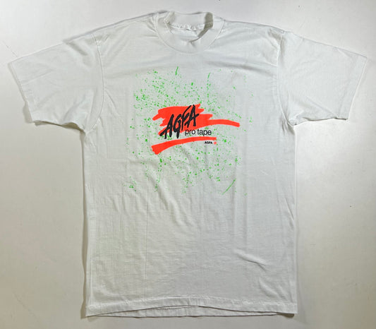Vintage AGFA Pro Tape Professional Magnetic Recording Tape Promo Shirt 21x29.5 Inches White