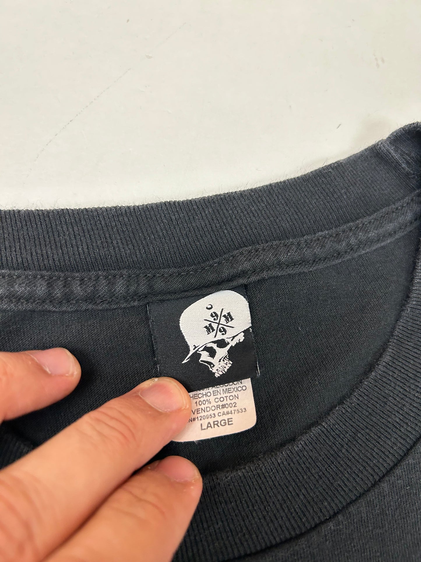 Vintage 00s Metal Mulisha Skull Sergeant Motocross Dirt Biking Shirt Large 21.5x30 Inches Black/Blue