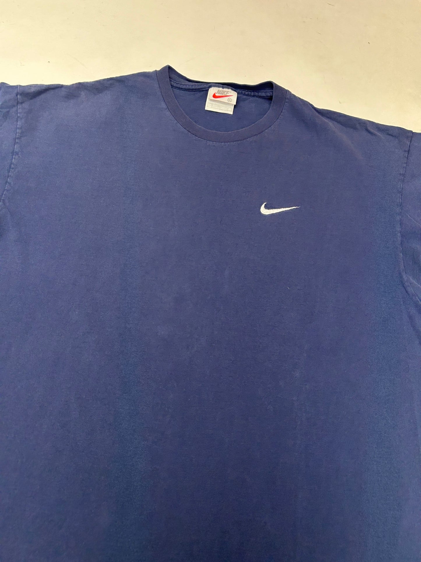 Vintage 90s Nike Embroidered Swoosh Essential Tee Navy XL 25x29.5 Inches