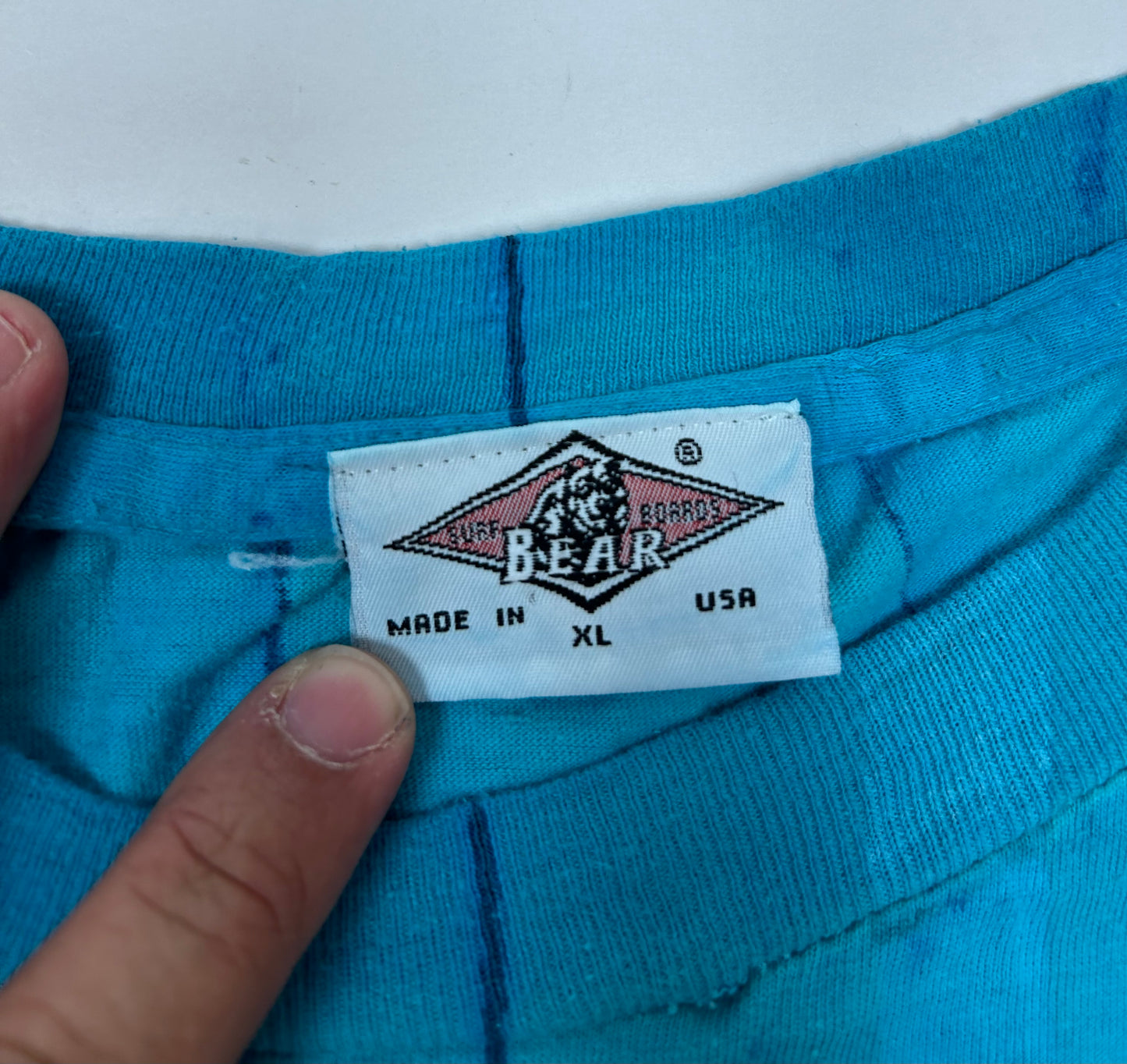 Vintage Bear Surfboards Tie-Dye Blue Shirt XL/2XL Fit 26.5x28.75 Inches Made In USA