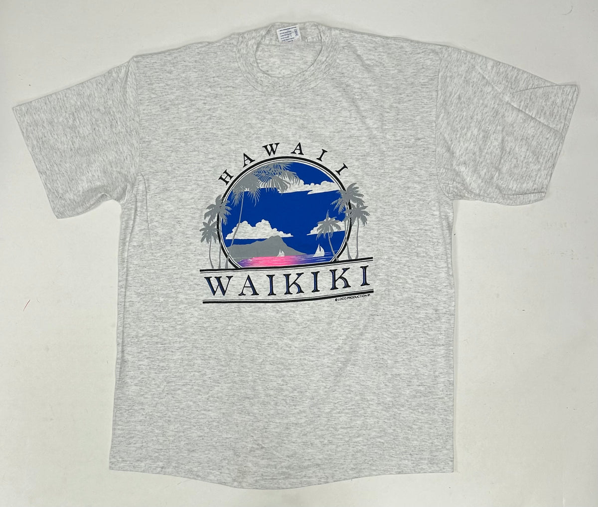 Vintage 90s Hawaii Waikiki Loco Production 1991 Tee XL 23.5x31.25 Inches Clean