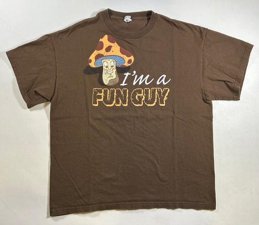 2000s I'm A Fun Guy Graphic Funny Parody Tee Tagged Large Can Fit Medium 21.5x26 Inches Delta Pro Weight Brown Shirt