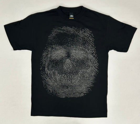 Vintage Adio Footwear Finger Print Skull Graphic Skate Tee Medium 20.5x29.5 Inches Skateboarding
