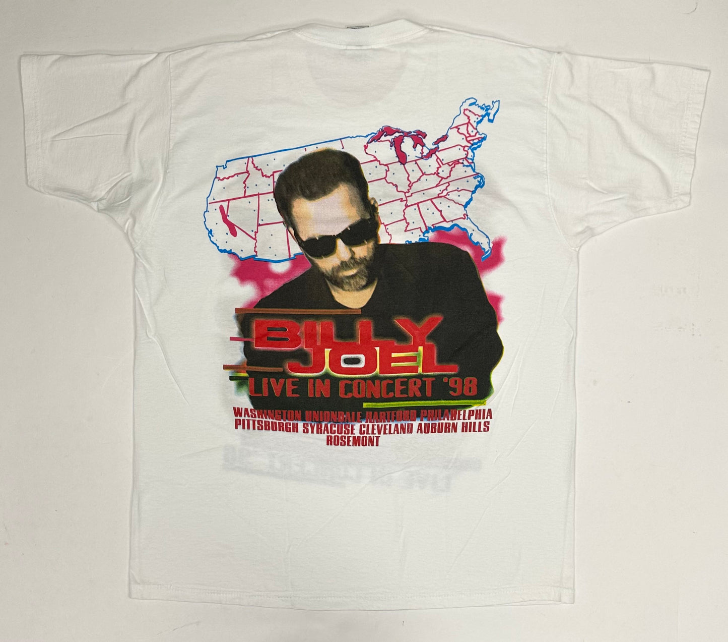 Vintage 1998 Billy Joel Live In Concert World Tour Parking Lot Tee XL 23.5x30.75 Inches