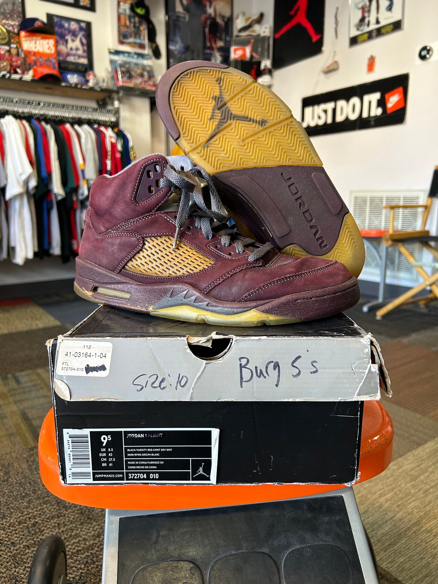 Air Jordan 5 Retro LS Burgundy Size 10 2006 Need Sole Swapping As Is Rep Box