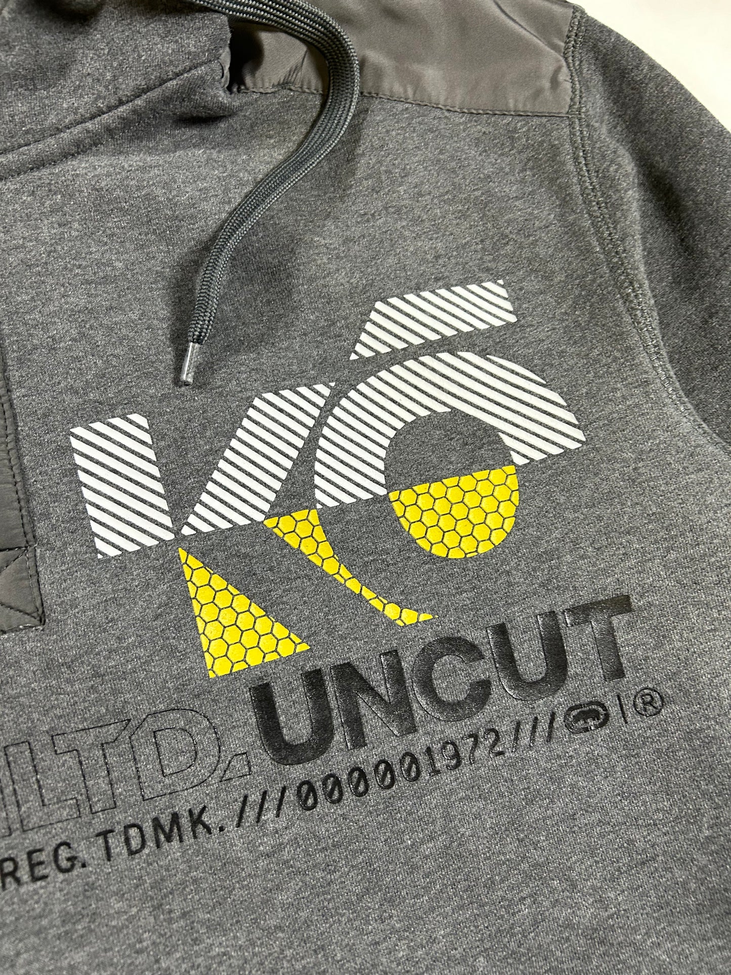 Vintage Eckō Unltd. Raw & Uncut Hooded Sweatshirt Gray Y2K Size Large 24.25x27