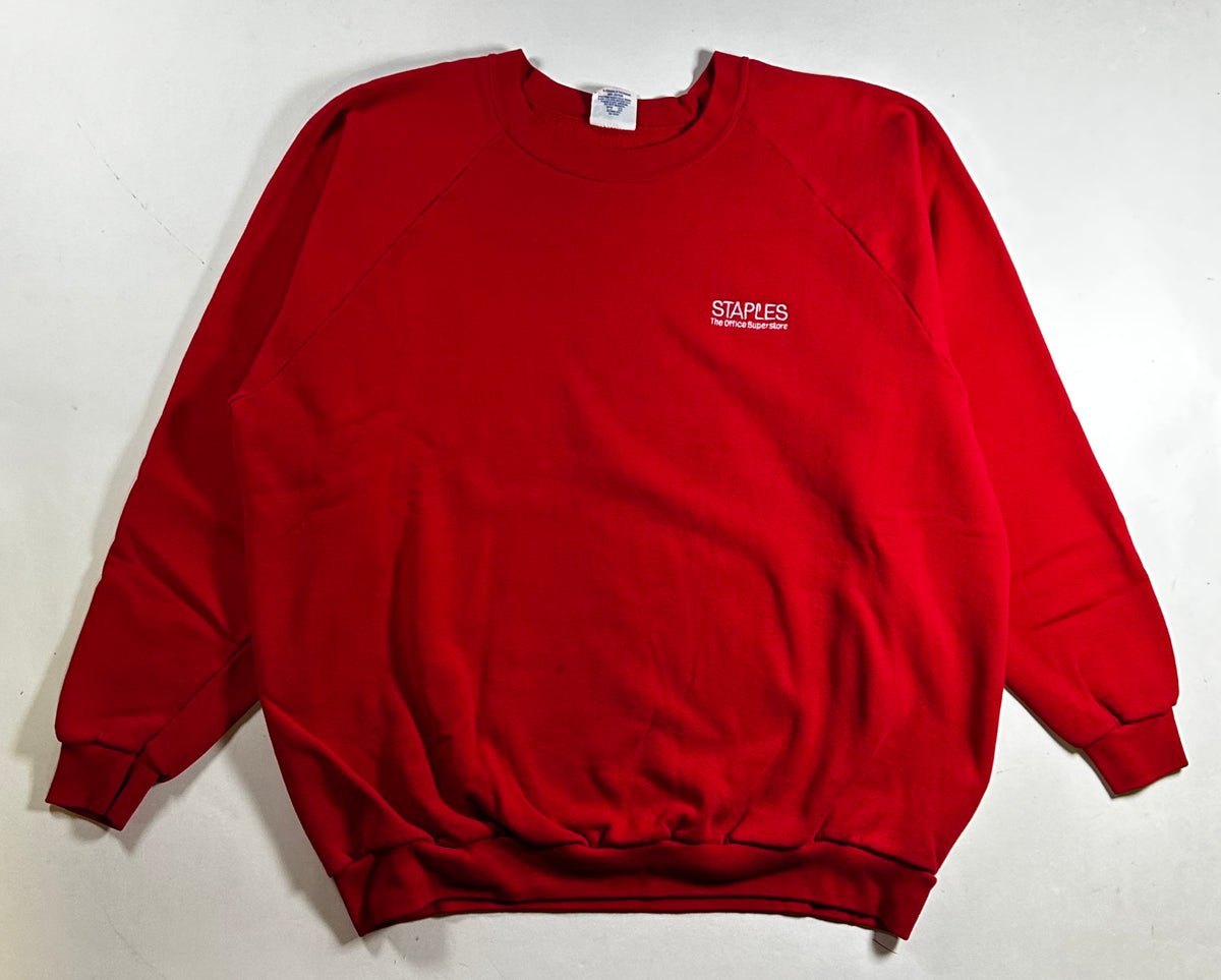 Vintage 90s Staples The Office Superstore Raglan Crewneck Sweatshirt XL/2XL Fit 27.5x29 Inches As Is
