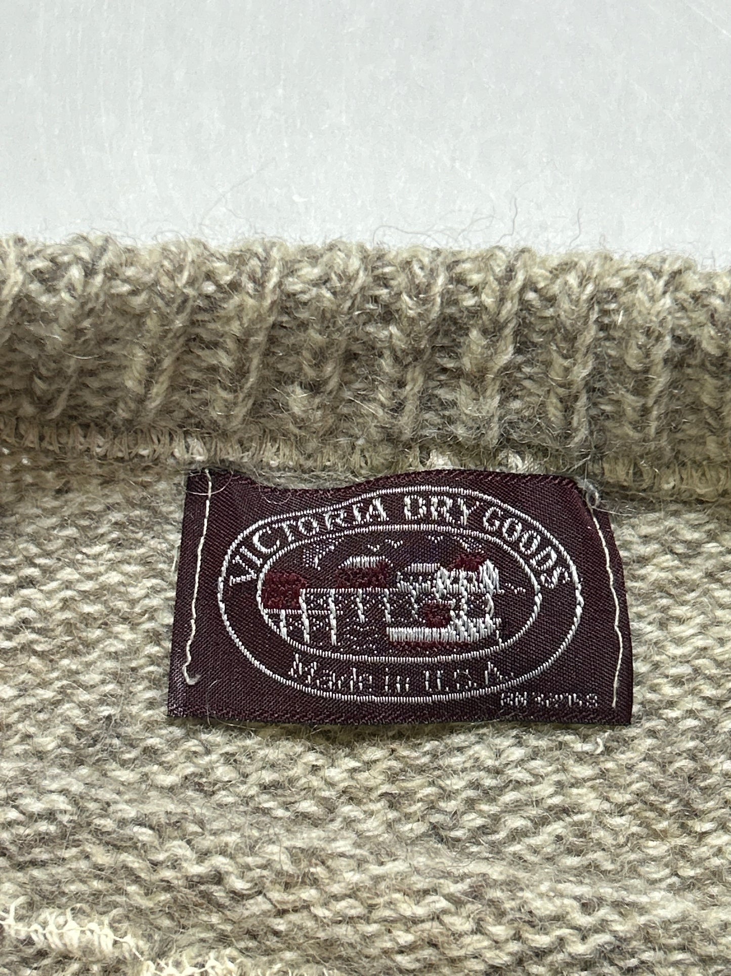 Vintage Victoria Dry Goods Sweater Made in USA Striped 23.25x27 Inches Medium