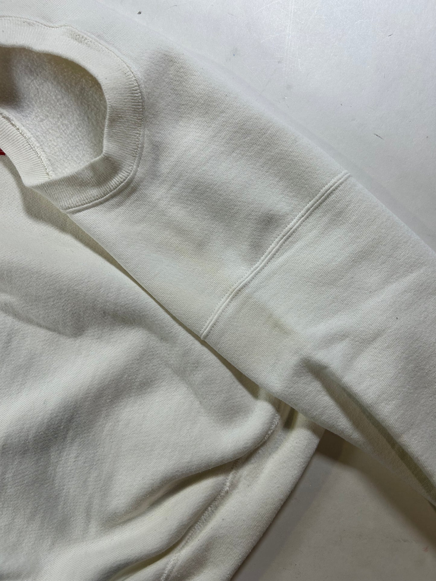 Vintage Brown University College Crewneck Sweatshirt Grain Bassett Walker 23x27.5 Inches White As Is