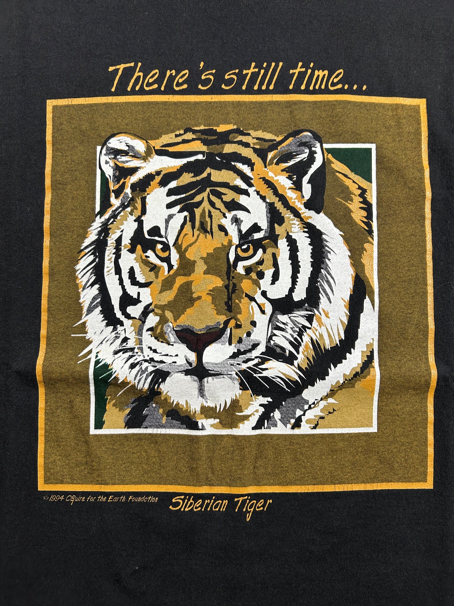 Vintage 1994 Siberian Tiger There Still Time Nature Animal Tee Large 22x29 Inches Made In USA