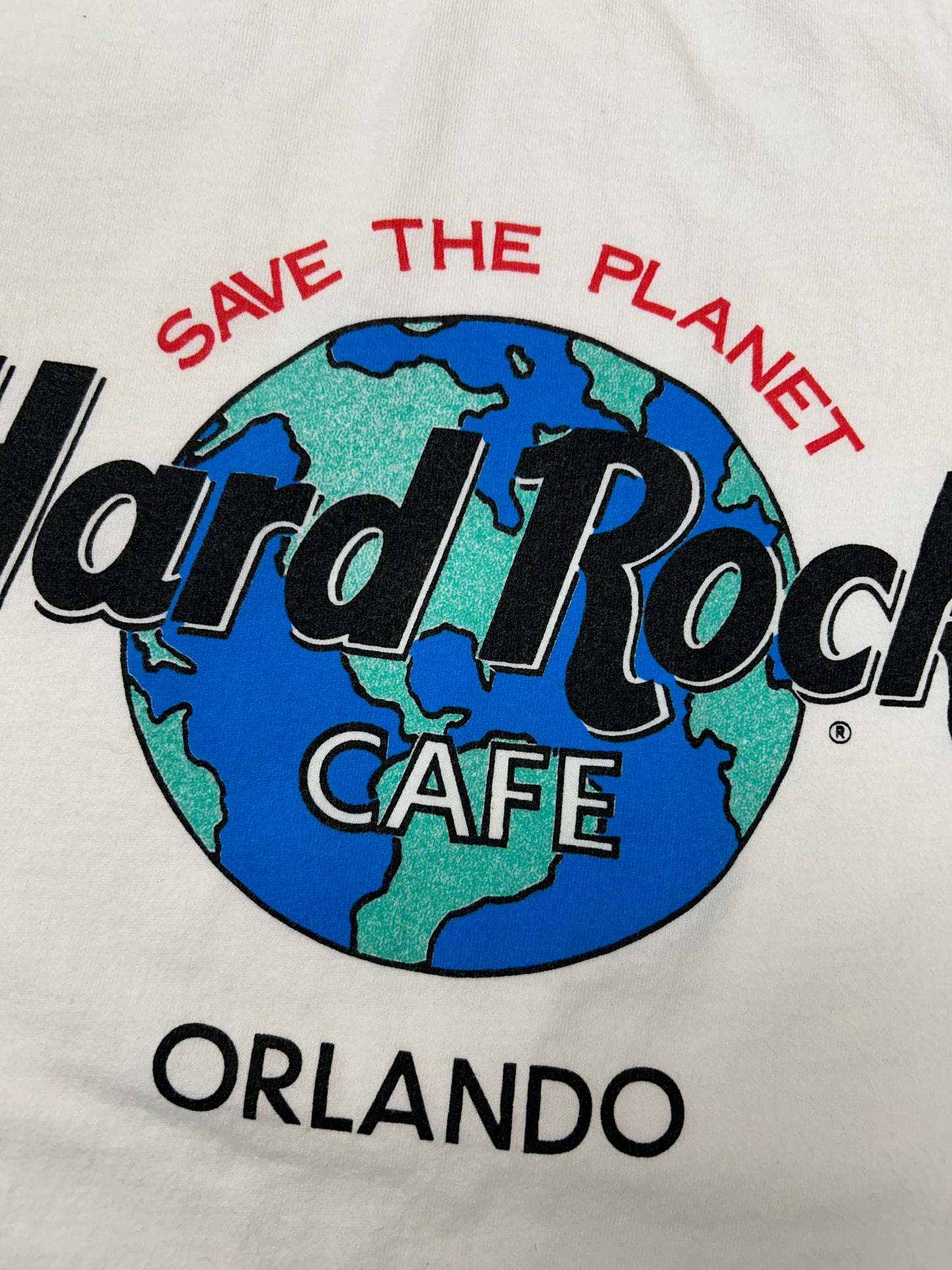 Vintage 90s Hard Rock Cafe Orlando Florida OSFA Fits Like 2XL/L 25.5x29.25 Inches White