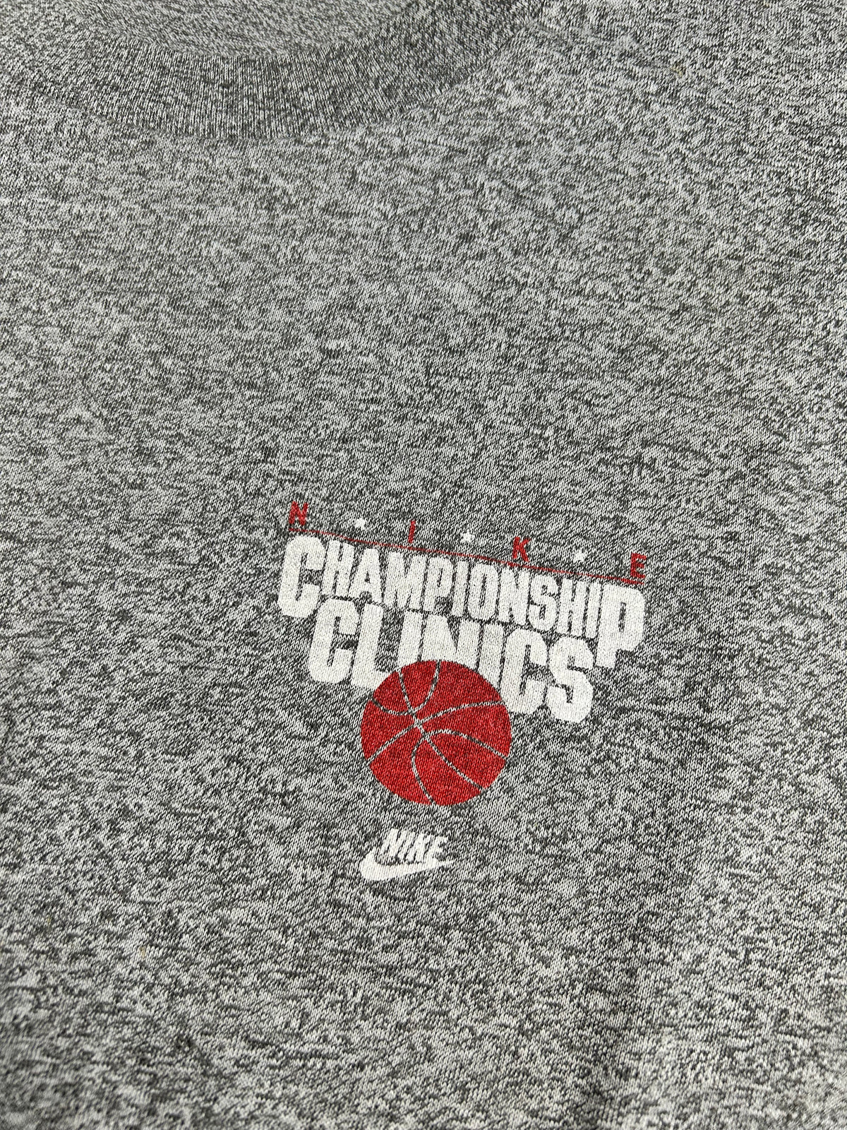 Vintage 80s Nike Championship Clinics Basketball Camp Tee L/M Fit 21x28 Inches As Is