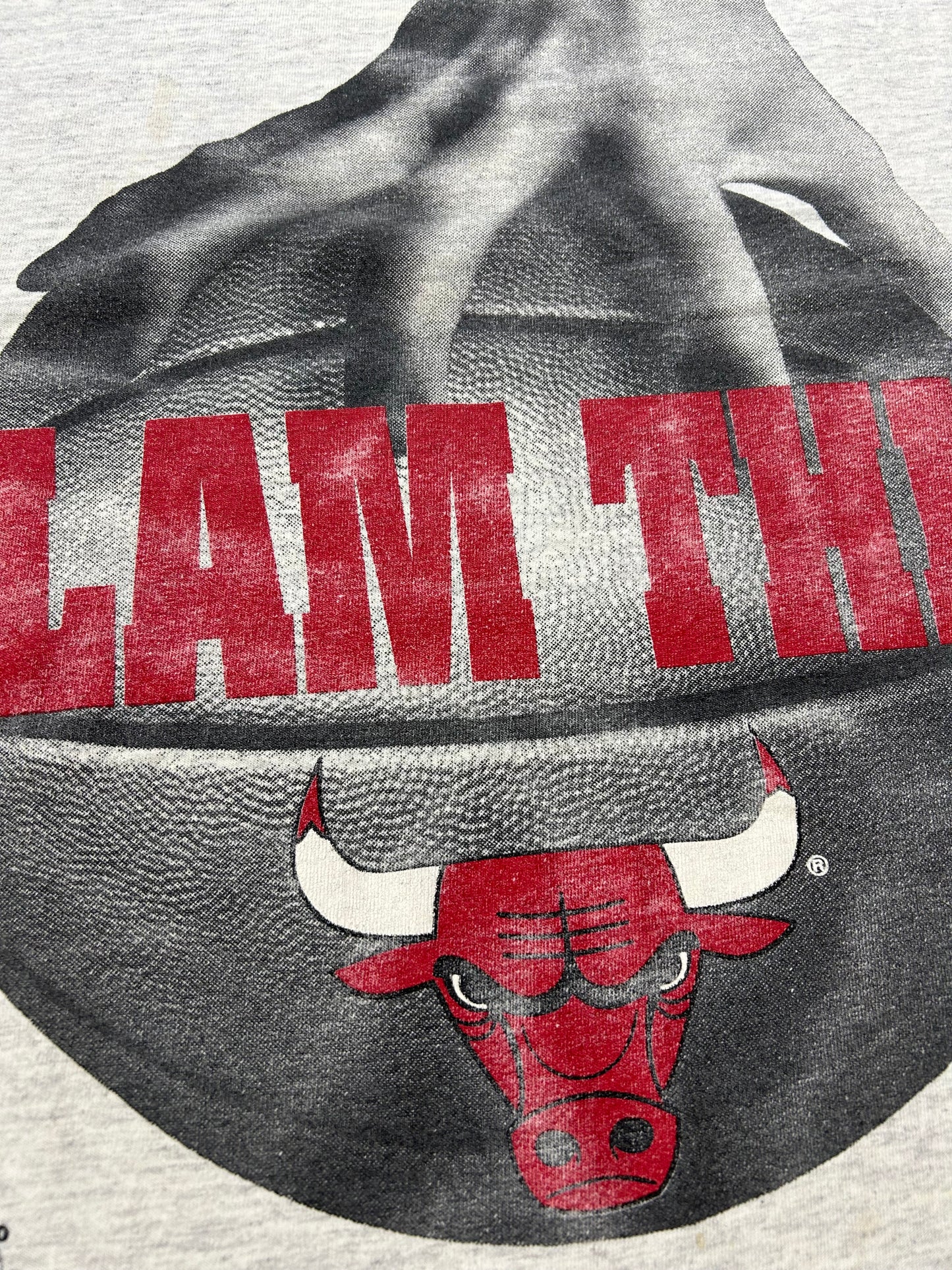 Vintage 90s Nutmeg Mills Chicago Bulls Slam This NBA Tee Gray L/XL 22.5x29 Inches Gray Worn As Is Has Wear & Stains