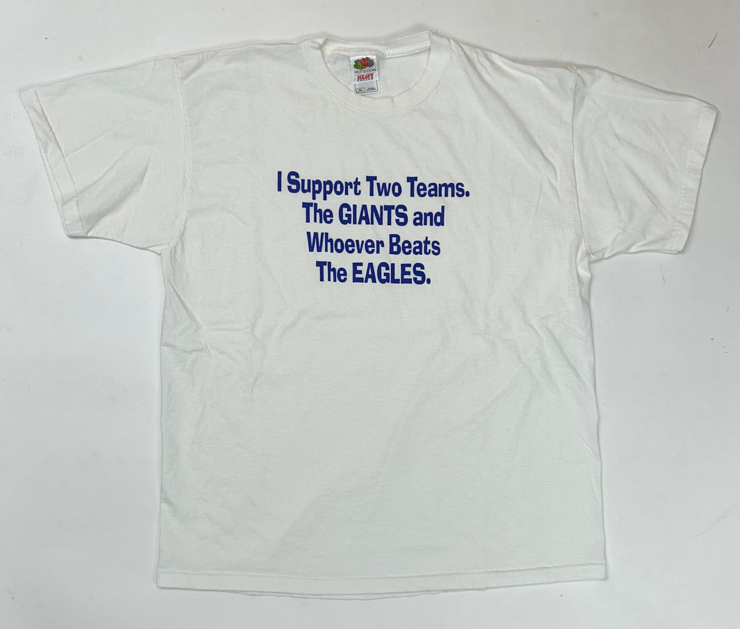 Vintage 00s I Support Two Teams. The Giants And Whoever Beats The Eagles Funny Parody Tee XL/L 22.5x28.5 Inches