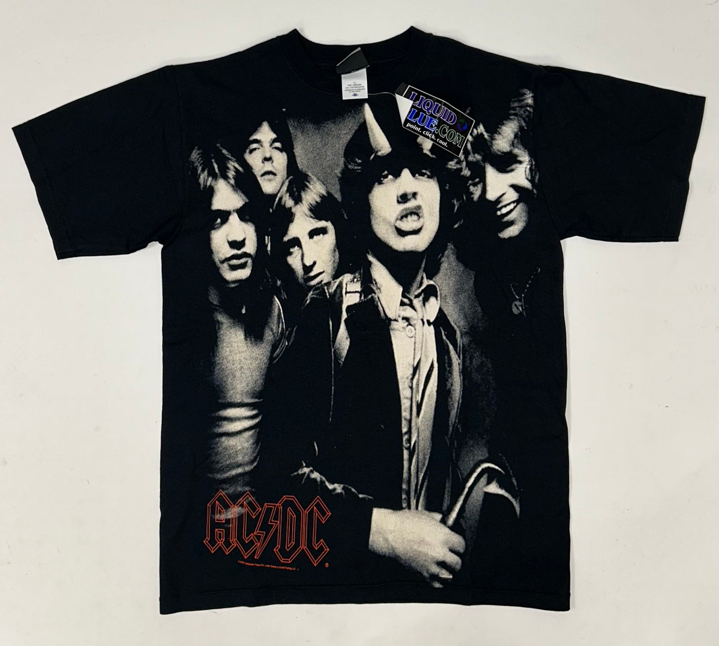 Vintage 2005 AC/DC Liquid Blue All Over Graphic Band Tee Deadstock Brand New Medium 20x28 Inches