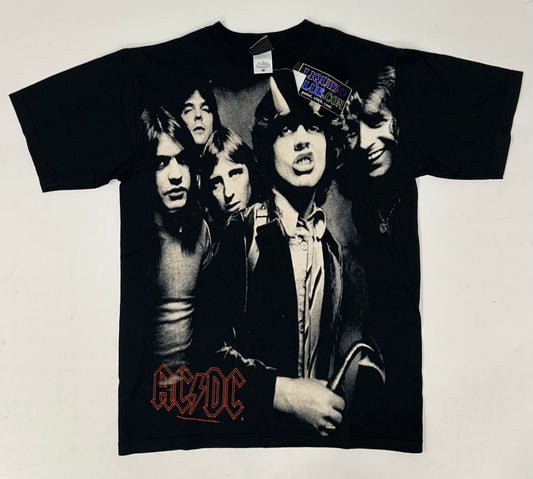 Vintage 2005 AC/DC Liquid Blue All Over Graphic Band Tee Deadstock Brand New Medium 20x28 Inches