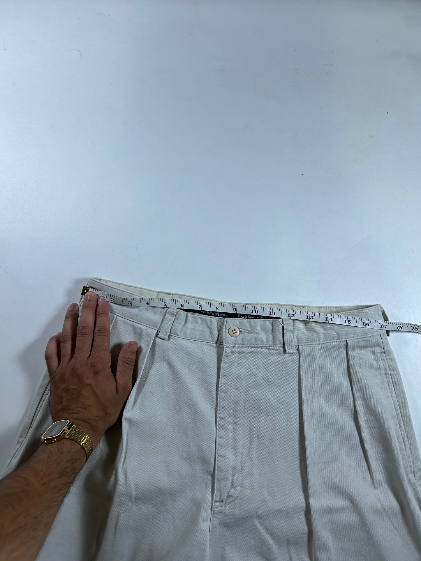 Vintage 2000s Polo Ralph Lauren Khaki Chino Pleated Shorts Tyler Short 34 17.25x21.75 Inches