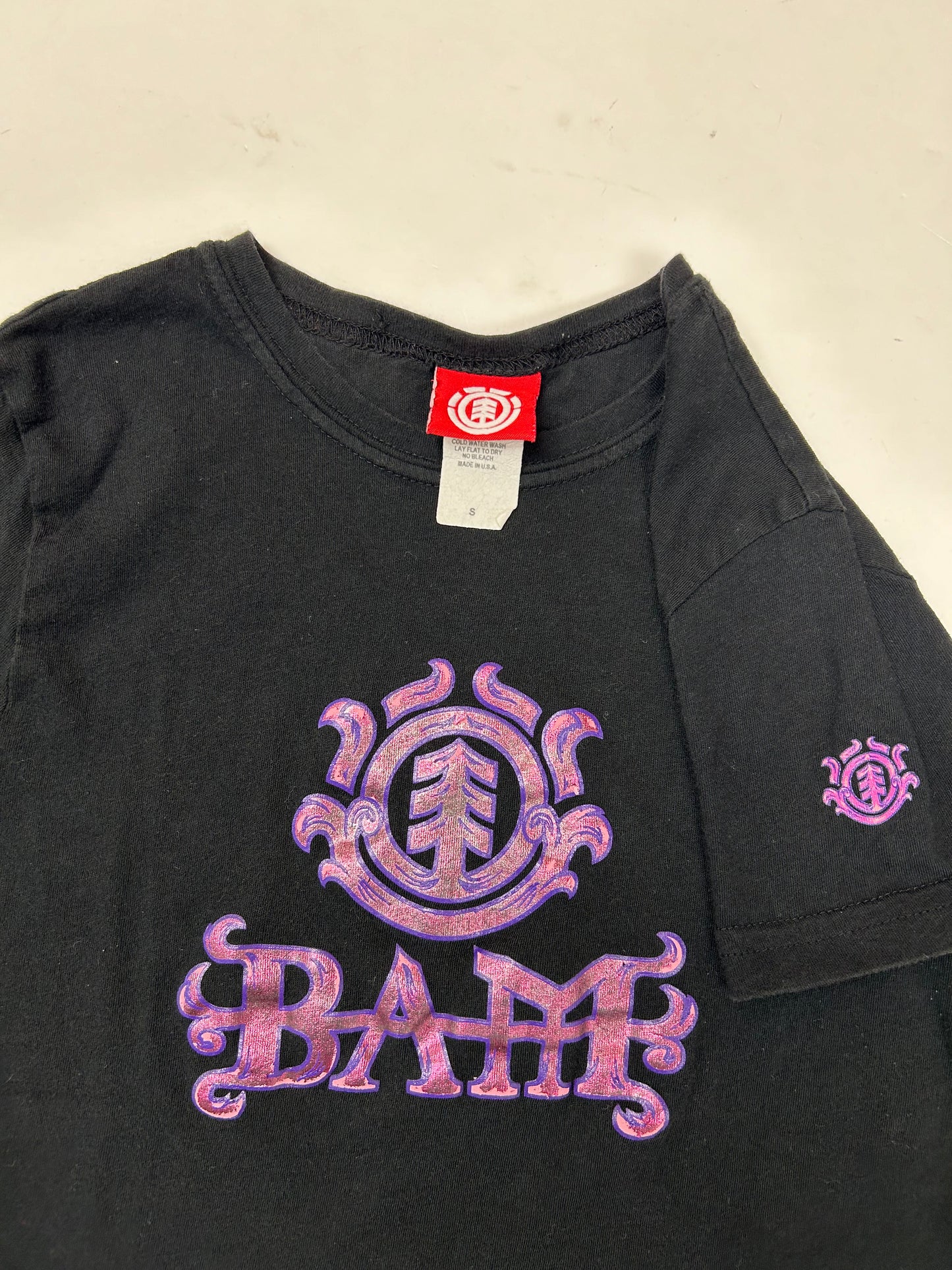 Vintage Bam Margera Element Skateboards Foil Logo Women’s Skate Tee Women’s Small 14.25x20.25 Inches 2000s