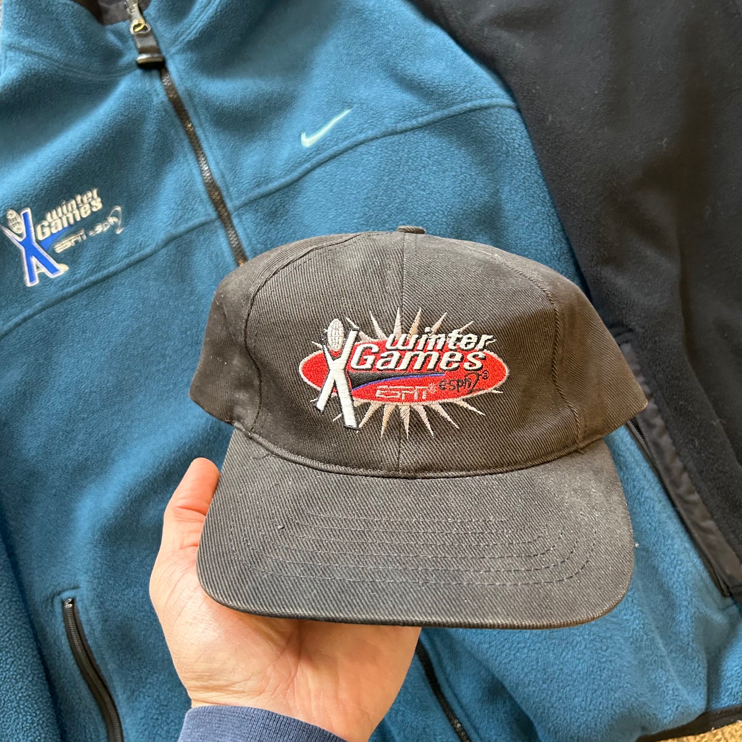 Vintage Winter X Games ESPN ESPN2 Promo SnapBack Hat With Replacement Snaps Faded Black