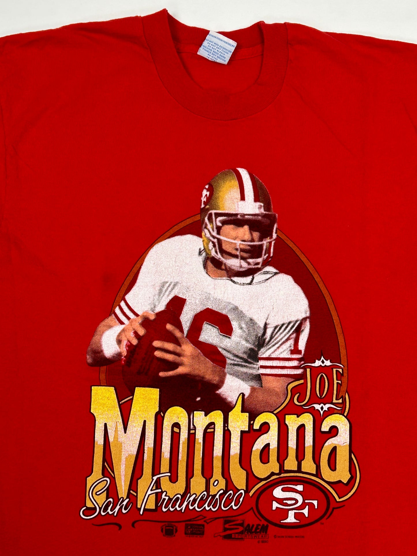 Vintage San Francisco 49ers Joe Montana Salem Sportswear NFL 1990 Graphic Large 21.25x29.75 Inches