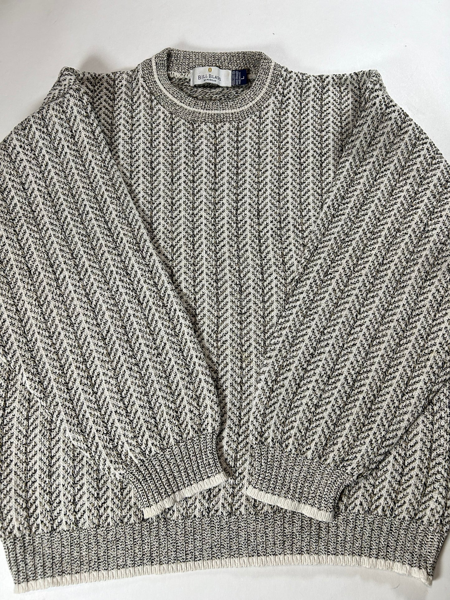 Vintage Bill Blass Grandpa Sweater Cotton Knit USA Men’s Large/Medium 22.5x25.75 Inches