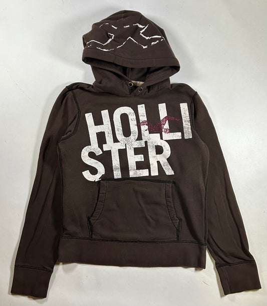 Hollister California Spellout Surf Pullover Hooded Sweatshirt Medium/Small Fit 21x25.75 Inches Brown