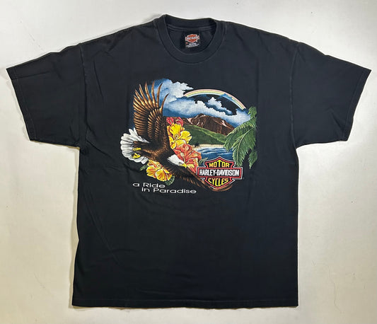 Vintage Harley-Davidson Motorcycles Pacific Maui, Hawaii 'A Ride in Paradise' XL 23.25x30 Inches