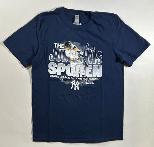 Fanatics New York Yankees Aaron Judge The Judge Has Spoken Single-Season AL Home Run Record MLB Tee Small 17.5x25 Inches Navy