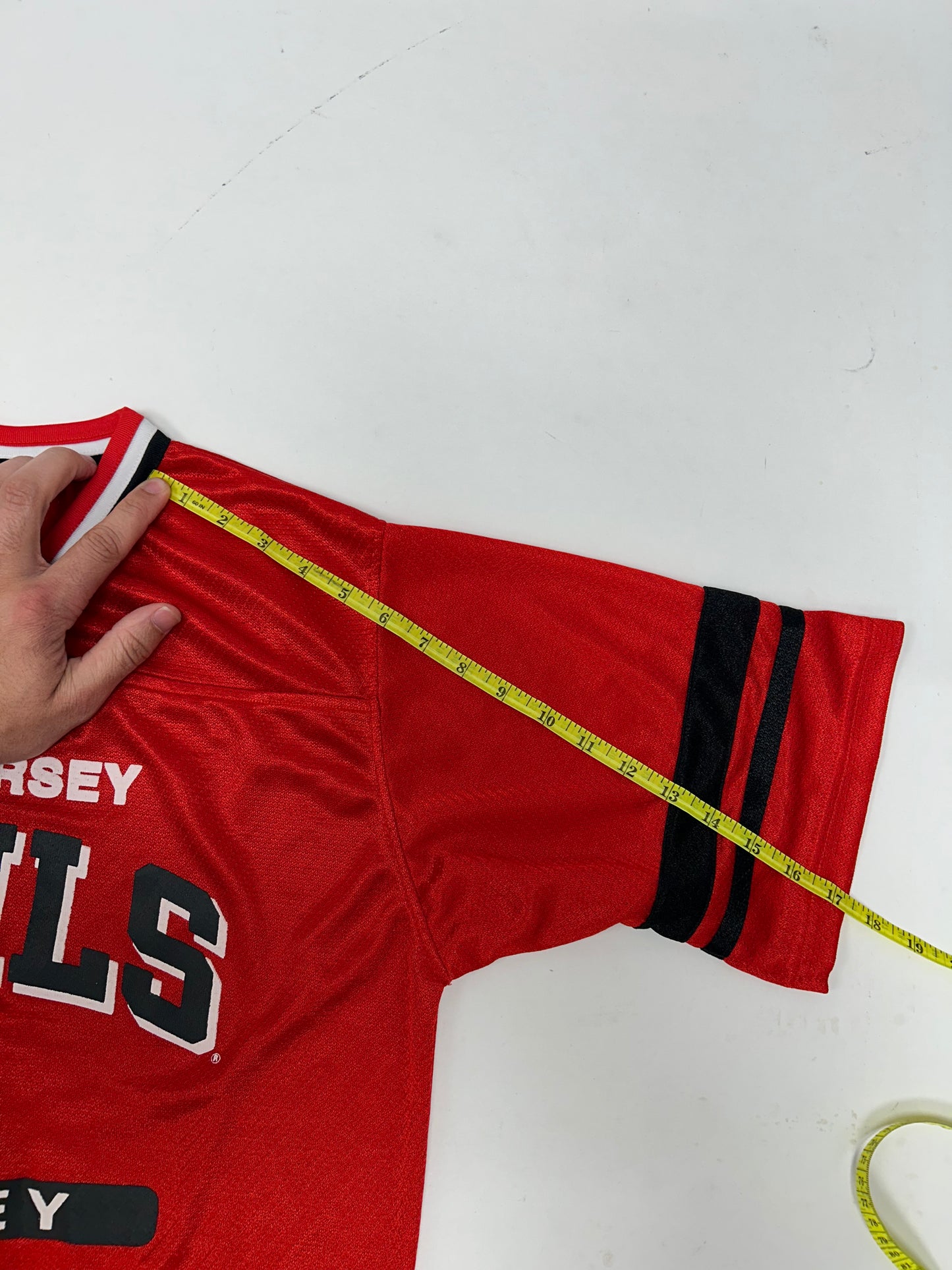 Vintage MightyMac Sports New Jersey Devils Jersey Style Shirt Tagged Youth XL Fits Adult Small 21.5x27 Inches